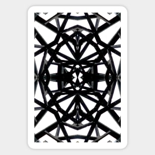 Black and white pattern of intricate girders and beams Sticker